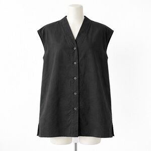 Loup XS 100% cotton button up mini dress 0144 tunic black loose fit slits